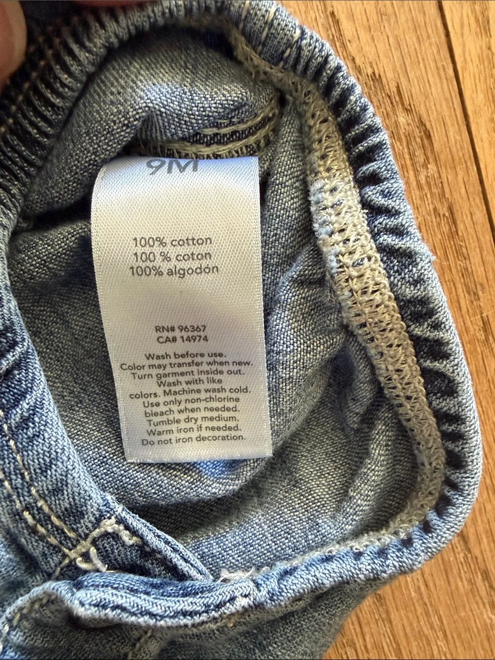 OshKosh Baby Denim 100% cotton Button-Front Baby Bodysuit Blue size 9 months